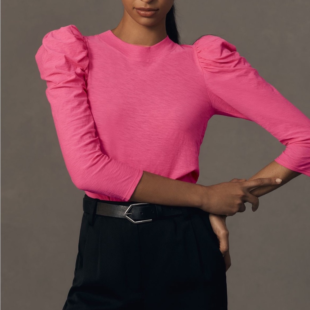 NWT Anthropologie nation ltd puff-sleeve mock neck top